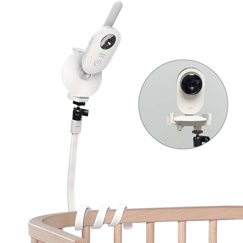 JAMUILS Flexible Twist Video Baby Monitor Babyphone Halterung mit Mini Stativkopf,Kompatibel mit Hellobaby HB30 HB32 HB35 HB50, Philips Babyphone SCD843/26 SCD833/26, Vtech VM3250 VM819(Mit Clip)