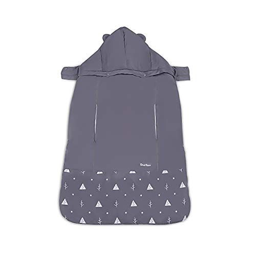 SONARIN Universal All Seasons Regenschutz für Babytrage, Wintermantel warm, Fußsack, Winddicht, Wasserdicht, Abnehmbarer Hut(Grau)