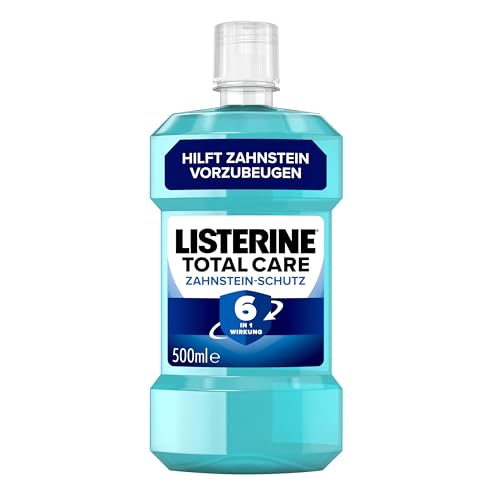 LISTERINE Total Care Zahnstein-Schutz (500 ml), schützende Mundspülung gegen Zahnstein mit 6 in 1 Wirkung, antibakterielles Mundwasser schützt vor Zahnfleischproblemen, bis zu 24h frischer Atem