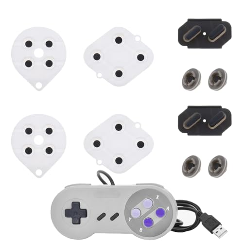 Fc'Noqgn 2 Sätze Tastenkontakt Ersatzpad Leitfähige Tastenpads aus Silikon Controller Reparaturteil Kompatibel mit Super SNES Controller