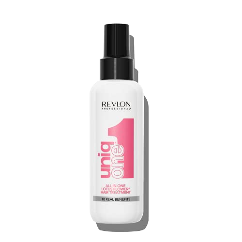 UniqOne Hair Treatment Lotus Flower, 150 ml, Sprühkur für mehr Volumen, Geschmeidigkeit & bessere Kämmbarkeit, Haarpflege ohne Ausspülen, Spray hilft Spliss vorzubeugen