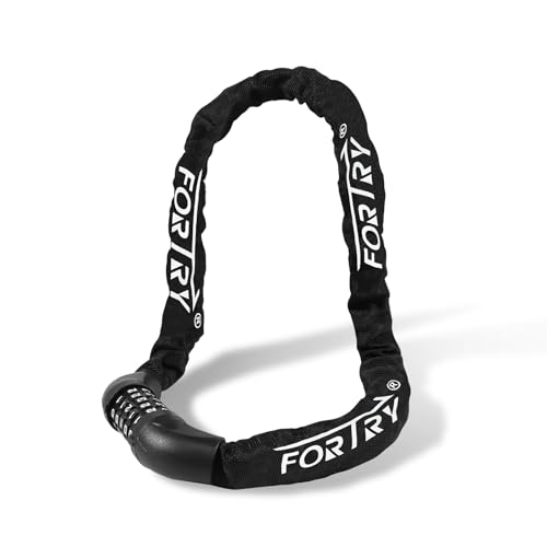 FORTRY Fahrradschloss Zahlenschloss Anti-Diebstahl I Fahrradschlösser mit Gehärtetem Stahlkette Lang I Sicheres Fahrrad Kettenschloss ohne Schlüssel I Bike Lock-Fahrrad Zubehör für Rennrad,Mtb,E-Bike
