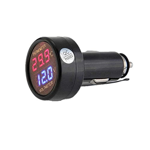 JZK Voltmeter Thermometer 2 in 1, digital anzeige auto batterie spannung temperatur gauge monitor tester meter voltmesser, DC 12V 24V