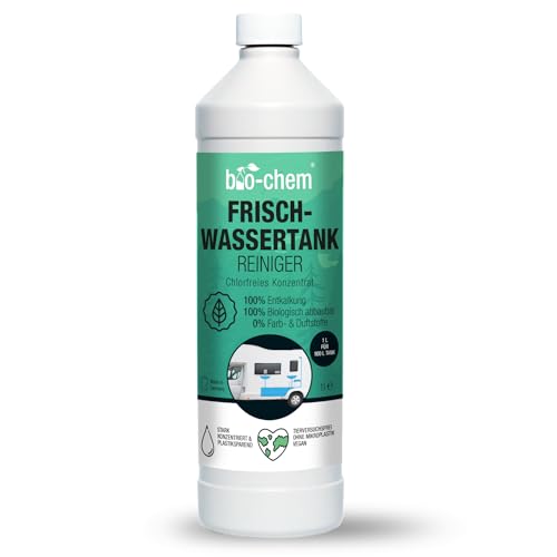 bio-chem Frischwassertank Reiniger 1000 ml - Hochwirksamer Tankreiniger für Wohnmobil & Caravan - Löst Kalkablagerungen aus Wassertank & Wasserleitungen mit natürlicher Zitronensäure - CHLORFREI