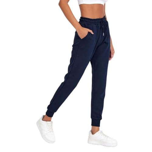 COMEOR Jogginghose Damen - Baumwolle Sporthose Lang Warme Trainingshosen, Frauen Freizeithosen, Sweatpants mit Regular Passform für Fitness, Yoga, Freizeit (Dunkelblau M)