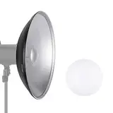 NEEWER 16"/41cm Aluminium Standard Reflektor Beauty Dish mit weißem Diffusor Socke kompatibel mit Bowens Mount Studio Stroboskop Blitzlicht, NEEWER Vision 4 ML300 S101-300W S101-400W etc