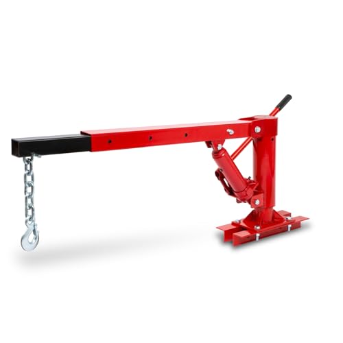 EBERTH Pick Up Kran, Ladekran, Maximum Tragfähigkeit 450 kg, massiver Fuß für Bodenmontage, Lasthaken und Kette, Hubhöhe von 35 bis 1330 mm, Auslegerlänge von 880 bis 1400 mm, Werkstattkran