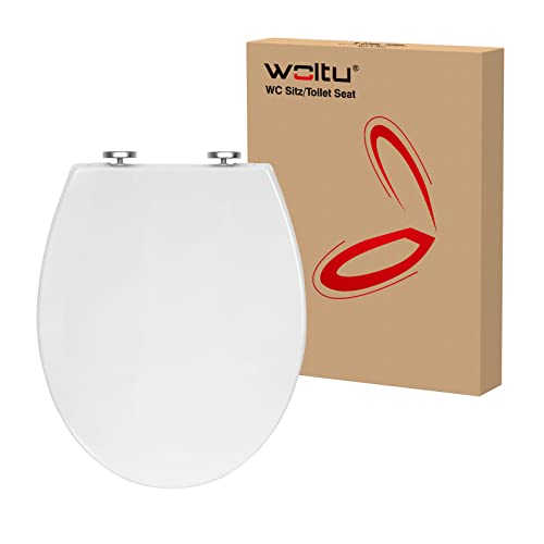 WOLTU Toilettendeckel, WC Sitz Toilettensitz mit Absenkautomatik, Toilettensitz aus Kunststoff, Fast Fix(Schnellbefestigung), Softclose Scharnier, Antibakteriell