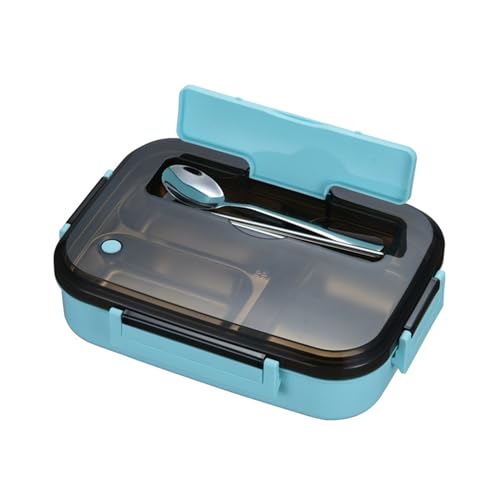 Yanshe Bento Lunchbox mit Löffel und Essstäbchen, 304 Edelstahl Auslaufsicher Lunchbox Behälter, Gefrierschrank und Spülmaschinenfest, für Schule, Büro