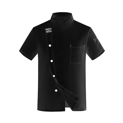 RUMAOZIA Personalisierte Kochjacke Uniform Herren Bäckerjacke Küchen Koch Jacke Kochhemd Restaurant Hotel Cafe Chef Kostüm Atmungsaktiv Arbeitsuniform Shirt für Männer Kochkleidung mit Knöpfen