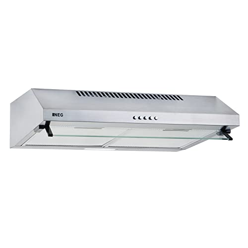 NEG Dunstabzugshaube NEG15-ATS+ (Silber) Edelstahl-Unterbau-Haube mit Doppelmotor (Abluft/Umluft) und LED-Beleuchtung (60cm) Unterschrank- oder Wandanschluss