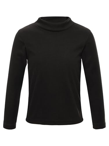 Xnihocha Mädchen Jungen T-Shirt Warmes Thermoshirt Langarm Unterhemd Rollkragen Pullover Sport Top Thermounterwäsche Schwarz 92-98