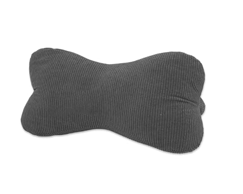 Leseknochen, Lesekissen, Nackenrolle Nackenkissen aus Cord,Stützkissen, Reisekissen mit Struktur,Formkissen,Buchauflage, Flexible Stütze für Bücher, E-Books oder Tablets-18x35cm (Anthrazit Cord)