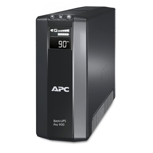 APC by Schneider Electric Back UPS PRO USV 900VA Leistung - BR900G-GR - inkl. 150.000 Euro Geräteschutzversicherung (5-Schuko Ausgänge, Stromsparfunktion, Multifunktionsdisplay)