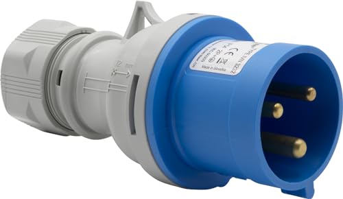 Brennenstuhl CEE-Stecker mit Erdungskontakt, 3-polig für den Außenbereich, CEE-Stecker 230 V/32 A, verschraubbarer Anschluss, Verwendung im Freien, Camping, Wohnmobil, Baustelle, IP44, 32 A