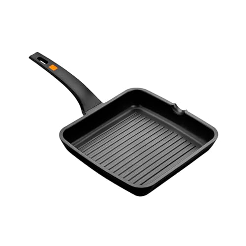 BRA Efficient Grillpfanne mit Streifen, Aluguss Bräter mit Antihaft-Beschichtung Teflon Platinum Plus, schwarz, 28 cm, 6