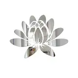 HOMSFOU Klebespiegel Spiegelaufkleber Für Wände Dekoration Wandaufkleber Mit Blumen Türaufkleber Fliesenaufkleber Bad Silberne Wandtattoos Spiegel Wandtattoos Lotus Wandschmuck 3d