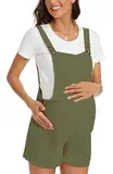 Latzhose Mutterschaft Schwangere Frauen Overall Kurz Lässig Baggy Jumpsuit Ärmellos Hose mit Tasche Armeegrün S