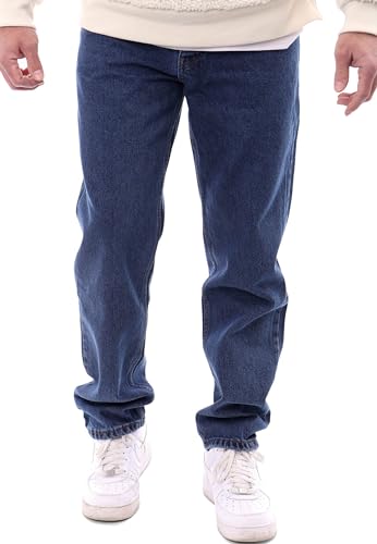 Reslad Jeans Herren Loose Fit l Herrenhose mit Knopfleiste l lässige Männer-Jeanshose RS-2105 Blau W40 / L32