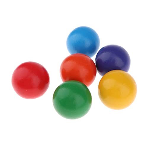 Milageto 6 Stück Montessori Holzkugeln Spielzeug für Babys, Regenbogenkugeln, Kinder Lernspielzeug für Kleinkinder ab 12 Monaten, 4,5 cm