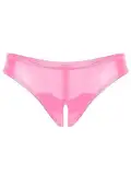 TiaoBug Damen Ouvert-Slip Glänzende Hotpants Leder Shorts Wetlook String Tanga Bikini Hose Pants Hipster Offener Schritt Panties Erotik Dessous Unterwäsche Rosa L