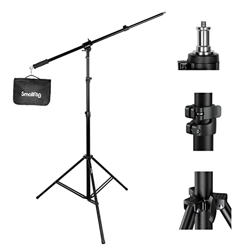 SMALLRIG Aluminium Lichtstativ 110"/9.2ft/280cm, mit 170cm Haltearm, luftgepolstertes Fotografie-Stativ mit 1/4"-Schraube für Softbox, Studiolicht, Ringlicht, max. Belastung 5kg, RA-S280A - 3737