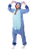 Stitch Onesie Relaxo Kostüm Jumpsuit Tier Relax Kostuem Damen Herren Pyjama Fasching Halloween Schlafanzug Cosplay Erwachsene Karneval Einteiler Blue S