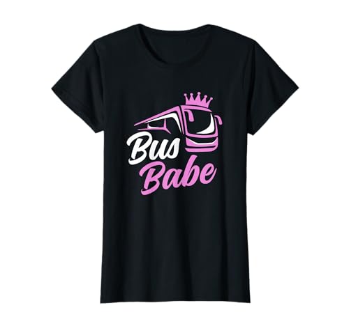 Bus Babe Busfahrt Lienienbus Sprüche Busfahrerin Damen T-Shirt Schwarz S Klassisch geschnitten, doppelter Saum, 100% Baumwolle