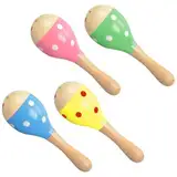 Norhogo 4 Stück Creativ Holzmaracas, 12cm Holzmaracas für Kinder, für die frühkindliche Bildung, Kindergeburtstage