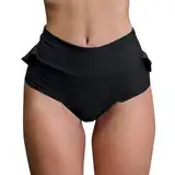 Unterwäsche Damen Sexy mit hoher Taille, Blumenstickerei Beuteltaschen für figurschmeichelnden Komfort Sexy Unterwäsche Slip (Black, L)