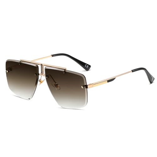 SHEEN KELLY Retro Quadratische Sonnenbrille für Männer Frauen Randlose Metall Sonnenbrille Mode Sonnenbrille Vintage