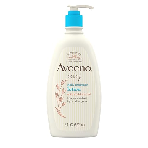 Aveeno Baby Daily Moisture Body Lotion für empfindliche Haut, natürliche kolloidale Haferflocken & Dimethicone, hypoallergene, feuchtigkeitsspendende Babylotion, parfümfrei, 532 ml