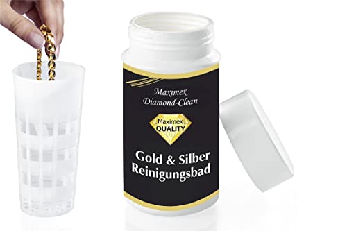 WENKO 3085610500 Diamond Clean Gold- & Silber Reinigungsbad - inklusive Tauchsieb, Schmuckreiniger, Chemie, 7 x 14 x 7 cm, Mehrfarbig
