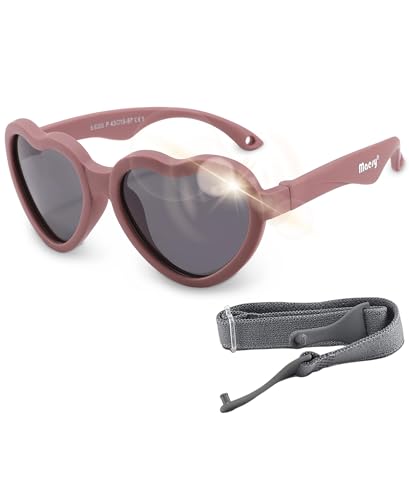 Maesy - Baby Sonnenbrille Maes - 0-2 Jahre - flexibel biegbar - verstellbarer Gummizug - polarisierter UV400 Schutz - Jungen und Mädchen - Baby Herz-Sonnenbrille - Lila, voilett