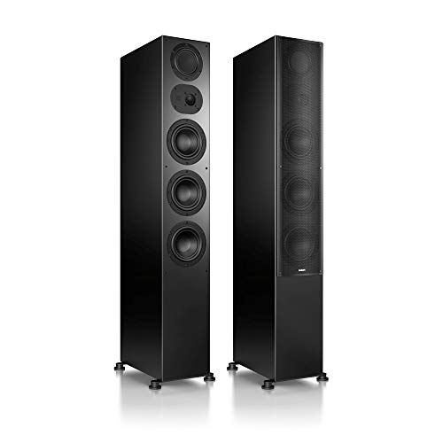 Nubert nuLine 284 | Schwarzes Standlautsprecherpaar | 2 Stück Standbox | Lautsprecher für Stereo | Heimkino & HiFi Qualität auf hohem Niveau | Passive Standboxen mit 3 Wege Technik Made in Germany