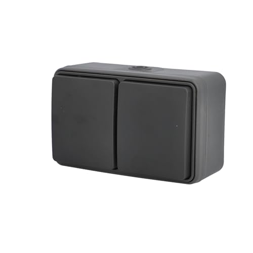 UNITEC Steckdose 2-fach AP/FR Aqua, Aufputz, feuchtraumtauglich, IP54, für Innen- & Außenbereich, anthrazit, 1 Stück
