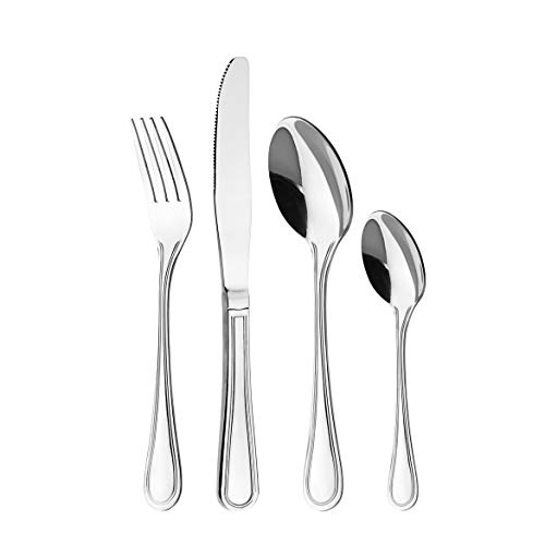 Otto Koning Frankfurt, 16-teiliges Edelstahl Besteck Set, Hochglanzpoliert, Essbesteck für 4 Personen, Klassisches und Schlichtes Design.