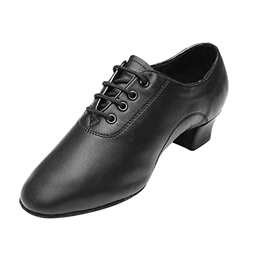 Schuhe Jungen Moderne Tanzschuhe Ballsaal Lateinische Tanzschuhe Einfarbige Lederschuhe zum Schnüren Winterschuhe Kinder Gr. 37 (Black, 35)