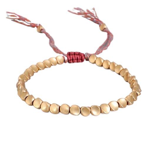 Gehanico Handgefertigtes, schönes tibetisches Armband, geflochtene Kupferperlen, Glücksband an der Hand, für Damen und Herren, modisch, Freundschaftsgeschenke, Schmuck, gewebtes Glück, verstellbar,