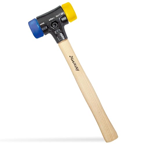 Wiha Schonhammer Safety I weich/mittelhart I Hickory-Holzstiel I Rund-Schlagkopf Ø 40 mm I Kunststoffhammer 325 mm I 620 g I Innenausbau, Montagearbeiten, Kfz-Reparatur & Maschinenbau (26654)