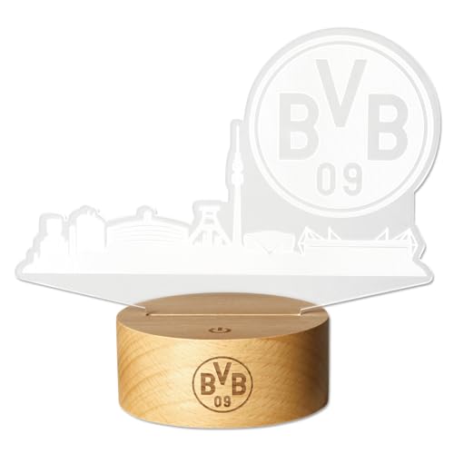 Borussia Dortmund BVB LED Leuchte mit Skyline, BVB Emblem Batterie und USB-Kabel, Braun