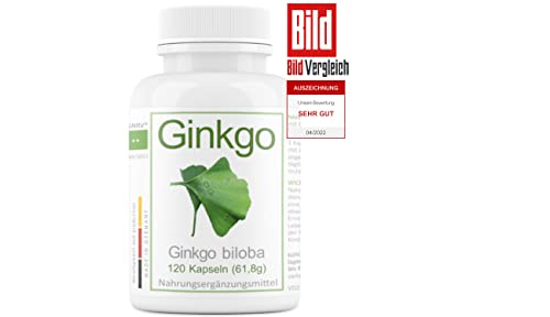 Ginkgo biloba Blattpulver 420mg | aus der Apotheke | 120 Kapseln 4-Monatspackung | aus 8,4 mg 50:1 Extrakt | hochrein, made in Germany | hochdosiert, natürlich, vegan | Testsieger Note sehr gut.