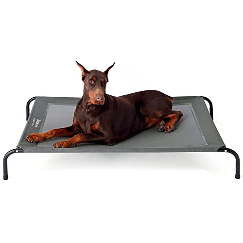 BEDSURE Hundeliege outdoor Grosse Hunde - Hundeliege grau in und outdoor Garten, für draußen camping erhöhtes Hundebett, Größe in L 124x90 cm, höhe in 20 cm