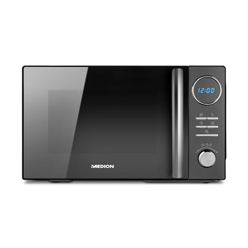 MEDION 3 in 1 Mikrowelle mit Grill und Heißluft Funktion (23 Liter, 900 Watt, 1.000 Watt Grill, 1.680 Watt Heißluft, 10 Automatikprogramme, Auftaufunktion, Display, MD11493) schwarz