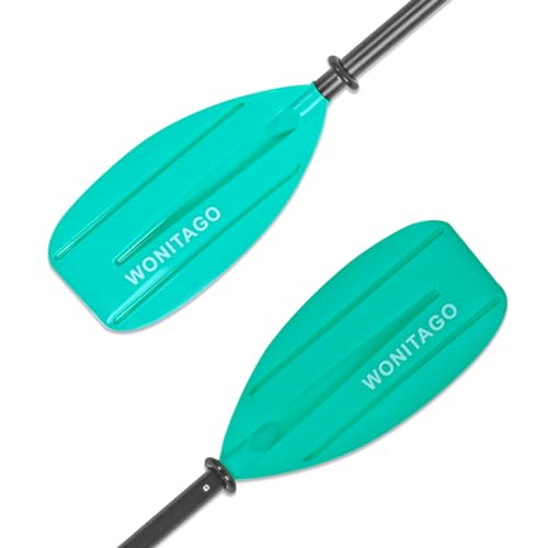 XUXIAKE Kajak Paddel Doppelpaddel für Kinder mit Aluminium Schaft und PP Klinge, Schwimmende Kajak Doppel Paddels für Jugend und Junior, Einstellbar 163-183cm, Blaugrün