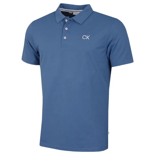 Calvin Klein Herren Zentral Eco Wicking Golf-Polo-Hemd - Jeans-Blau - M