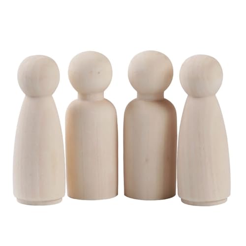 Holzfiguren Groß 10 Stück 75mm DIY Figuren (5*Männlich +5*Weiblich) Blank zum Bemalen und Basteln Holz Figurenkegel Figuren Holzkegel Spielfiguren für Weihnachten Hochzeit Geburtstag Dekoration