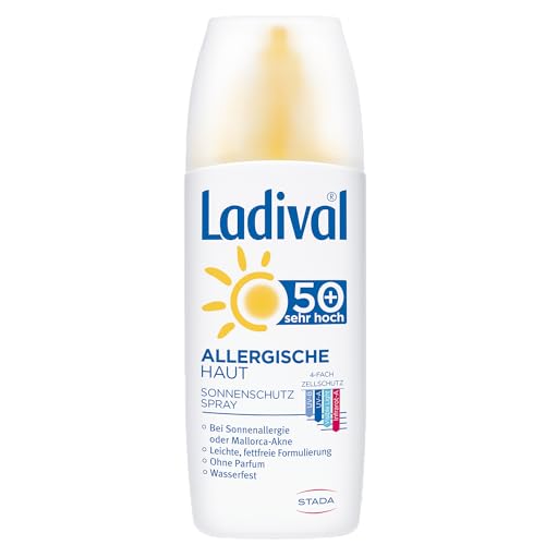 Ladival Allergische Haut Sonnencreme Spray LSF 50+ – Parfümfreies, Sonnenspray für Allergiker – ohne Farb- und Konservierungsstoffe, wasserfest – 1 x 150 ml