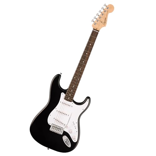 Squier by Fender Debut Collection™ Stratocaster® Electric Guitar, Laurel Fingerboard, White Pickguard, Black