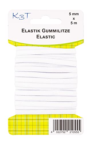 K3T Elastik Gummilitze 5 mm x 5 m, Farbe weiß, Art.-Nr. 81055